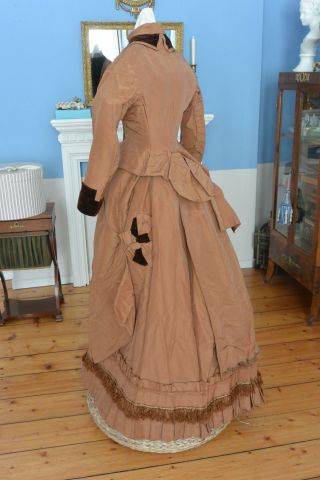 Antikes Gründerzeit Tournüren Kostüm Kleid 1880 Seide S.  G.  Erh.  Turnüre Cul Bild