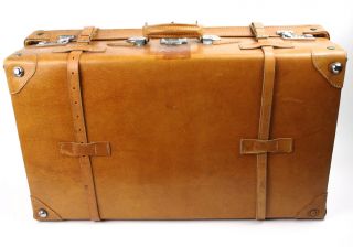 Ko34 Oldtimer Koffer Lederkoffer Koffer Braun Vintage 67 X 39 X 22 Mit Gurten Bild