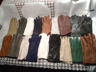 18 Paar Lederhandschuhe Handschuhe Feines Leder Beige Blau Grün Braun U.  A.  Gr.  S Bild