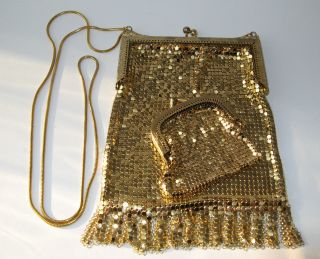 Antike Tasche Handtasche Inkl Geldbörse Pailletten Gold Abendtasche Bügeltasche Bild