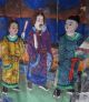 Fächer China Bein Reliefschnitzerei Figuren 
