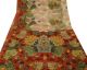 Weinlese - Antike Art Silk India Sari Stoff Mit Blumenmuster In Handwerk Beige 5yd Kleidung Bild 5