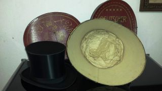 Deutscher Klapphut / Zylinder Inkl.  2 Hutschachteln Antiker Alter Hut Bild