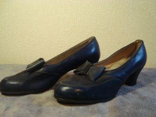 Blaue Leder Vintage Schuhe Rockebella Ca.  40er Jahre - Gr.  5 Damenschuhe Bild