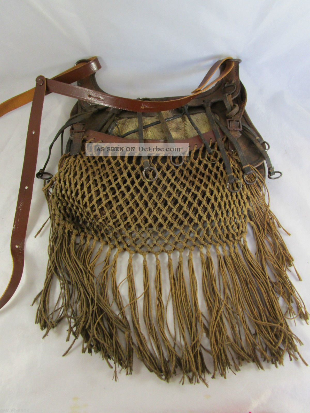 Uralt Jagdtasche Ledertasche Trapper Jäger Um 1880 Top Alte Berufe Bild