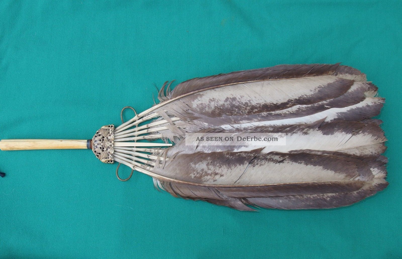 Handschirm Wedel 19.  Jahrhundert China Federn Horn Accessoires Bild