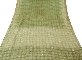 Weinlese - Indien Khadi Silk Saree Stoff Handwerk Hand Perlen Gebrauchtwagen Grün Bild