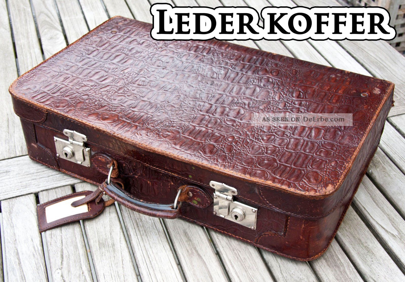 Lederkoffer Roadster Oldtimer Cabrio Koffer Krokoprägung Vintage Suitcase 1930 Accessoires Bild