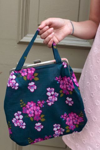 Handtasche Handbag Bag Tasche Case Pouch 70er True Vintage 70s Grün Lila Blumen Bild