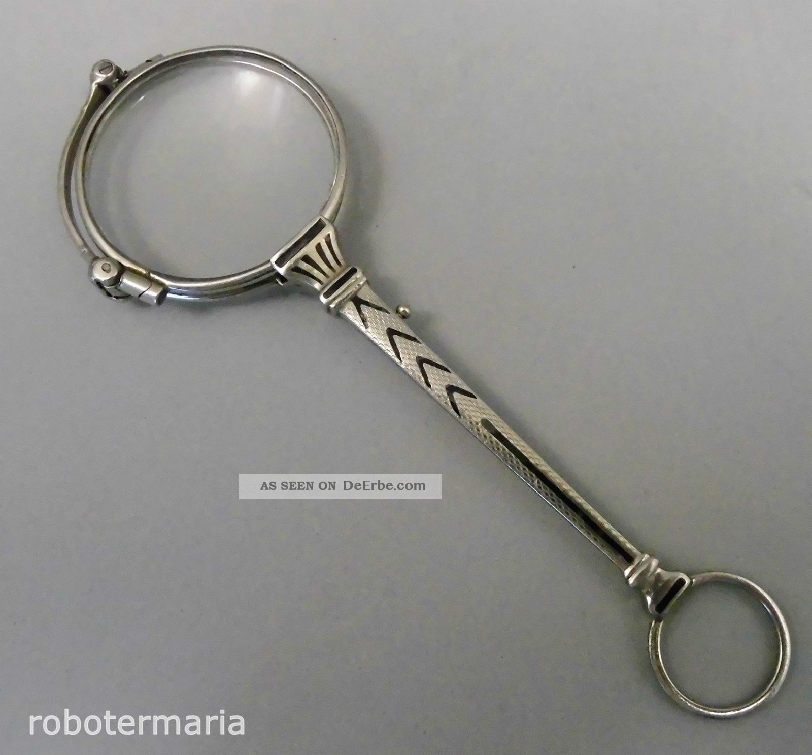 Um 1910: Art Deco Lorgnette / Lesebrille / Stielbrille,  Versilbert & Email Optiker Bild