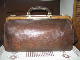 Alter Hebammenkoffer,  Arzttasche,  Ledertasche,  Mit Patentverschluß,  Selten Bild