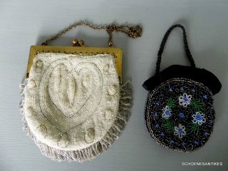 Vintage Zwei Schöne Alte Perlentäschchen Um 1900 Shabby Chic Bild
