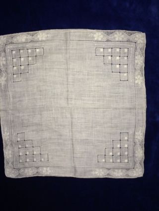 Taschentuch,  Vintage,  Weiß/weiß,  Handarbeit Mit Lochstickerei Bild