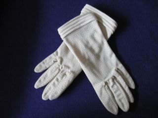 Vintage Edle Handschuhe Damenhandschuhe Beige Nylon Gr.  6,  5 - 7 Bild