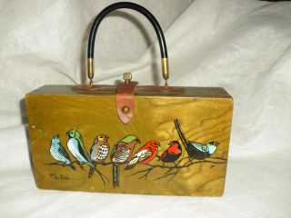 Vintage Tasche Enid Collins Of Texas Box Bag Birds 60er Jahre Handtasch Bild