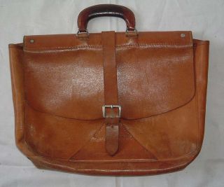 Ledertasche Schultasche Aktentasche In Braun Aus Dickem Stabilen Leder Vintage Bild