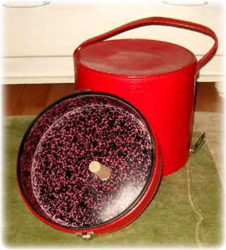 Hutkoffer Hutschachtel Hutbox Perückenkoffer True Vintage Rot 60 - Er Bild