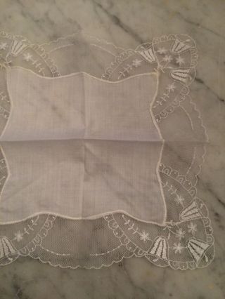 Taschentuch Spitze,  Vintage,  Alt,  Weiß / Weiß,  Handarbeit,  Belgische Spitze Bild