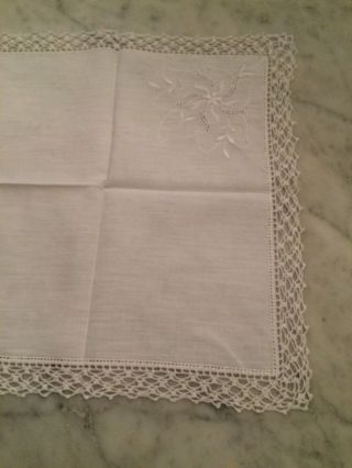 Taschentuch Umhäkelt,  Vintage,  Weiß/weiß,  Handarbeit,  Kleiner Hohlsaum Bild