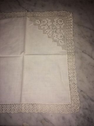 Taschentuch Umhäkelt,  Vintage,  Weiß/weiß,  Handarbeit Bild