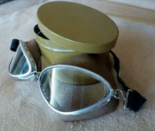 Alte Fliegerbrille,  Motorradbrille,  Staubbrille,  Schutzbrille,  30er Jahre,  Mit Etui Bild