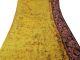 Vintage India 100 Pure Silk Saree Fabric Batik Printed Sari Yellow Deco Dress Kleidung Bild 1
