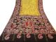 Vintage India 100 Pure Silk Saree Fabric Batik Printed Sari Yellow Deco Dress Kleidung Bild 3