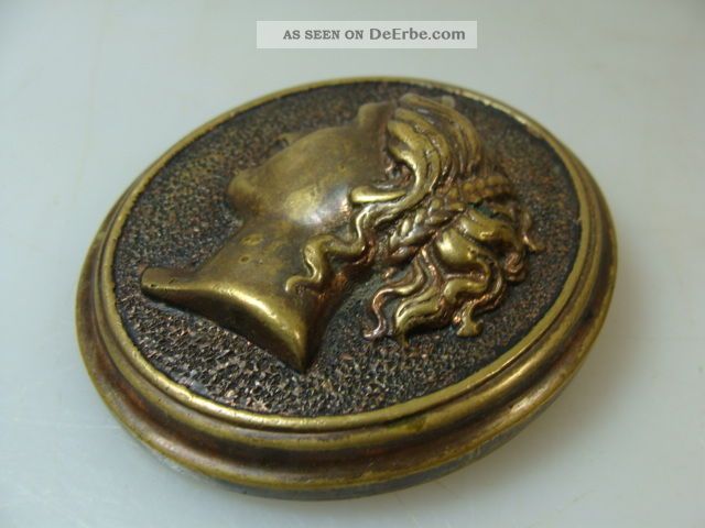 Biedermeier Bronze Medaillon Dame Oval Ornament 19.  Jhd Bronze Bild