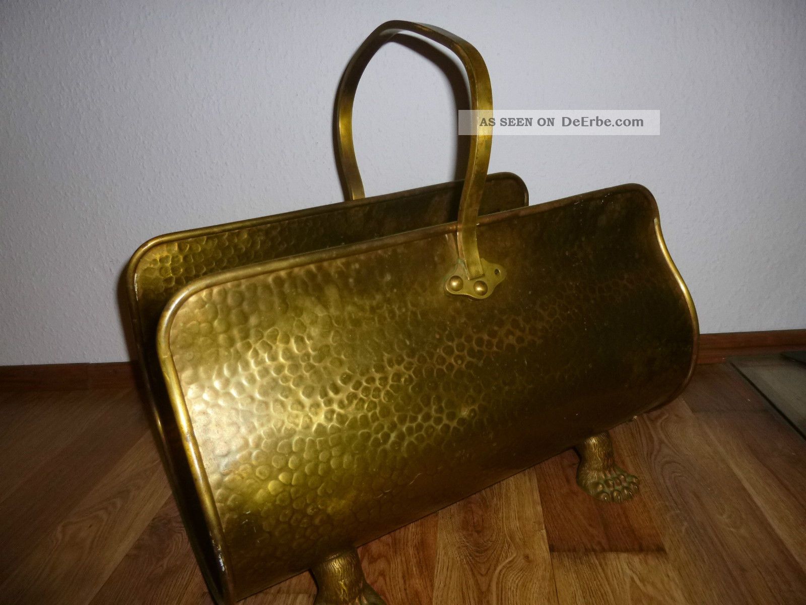 Messing Kaminholzkorb - Sehr Edel Und Massiv - Löwenpranken Füßen