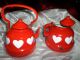Emaille Gemarkt Wasserkessel Mit Deckel Rot Mit Weißen Herzen 1500ml Emailwaren Bild 5