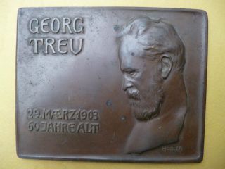 Georg Treu 29.  Maerz 1903 60 Jahre Alt,  V.  Hudler - Große Bronze Tafel,  ArchÄologe Bild