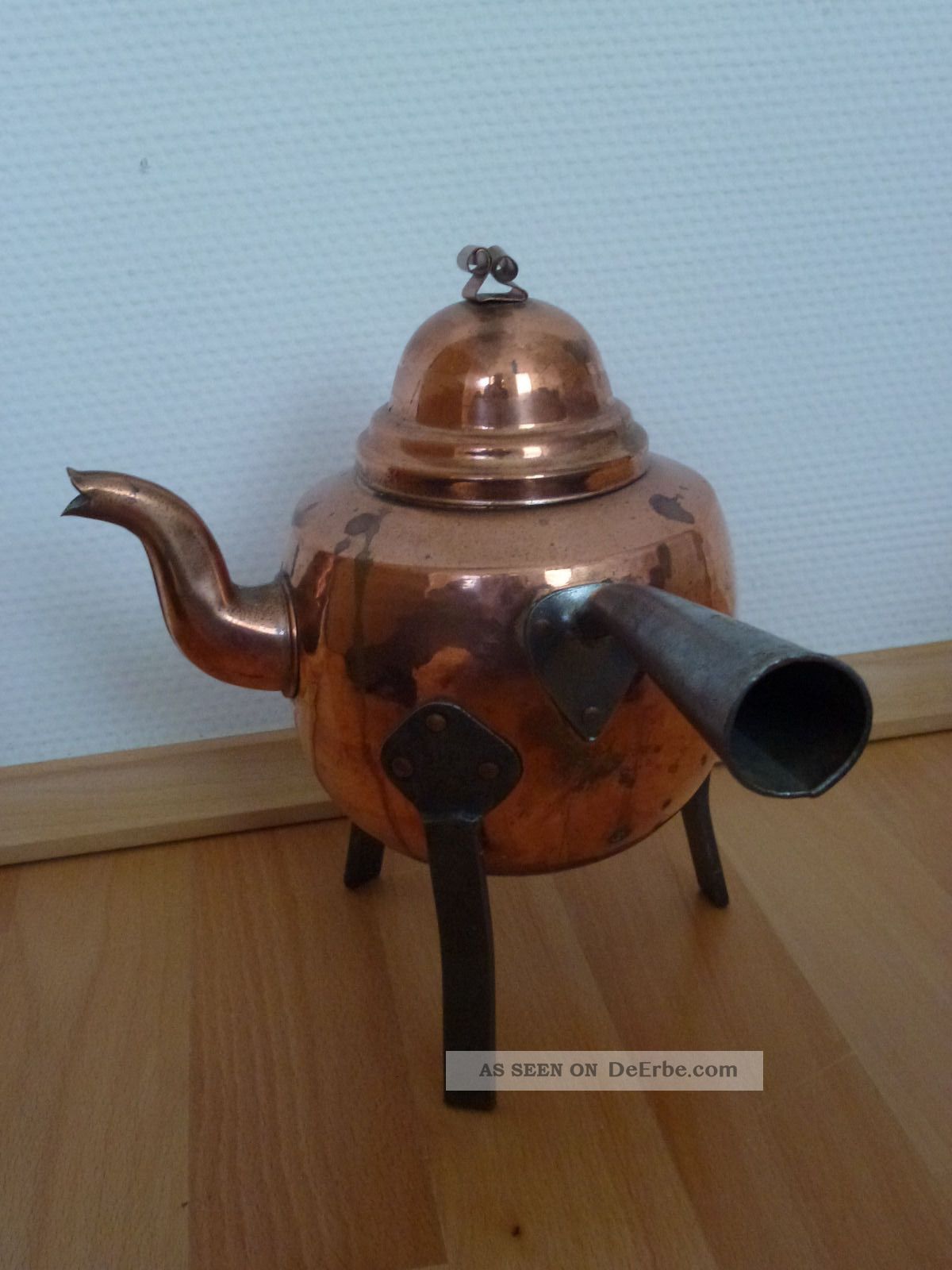 Kupferkanne, Dreibeinkanne Aus Kupfer, Geschmiedet, Schweden, Stielkanne