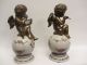 2 Engel Figuren Bronze - Porzellan / Dekofigur Antik Bronze Bild 5