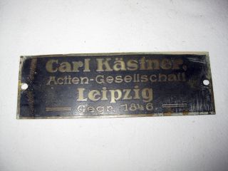 Altes Reklame Messingschild,  Tresor Fa.  Carl Kästner Actien - Gesellschaft Leipzig Bild