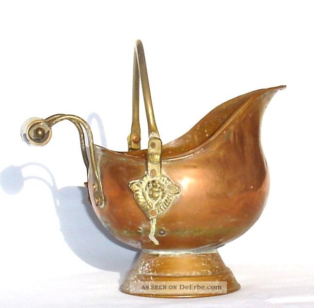 Alte Kupferkanne Kupfer Krug Vase Mit Keramik Ca.  20 Cm Groß Kupfer Bild