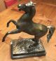 Pferd Bronze Marmor Statue Figur Sockel Horse Antik Kellefund Bronze Bild 1