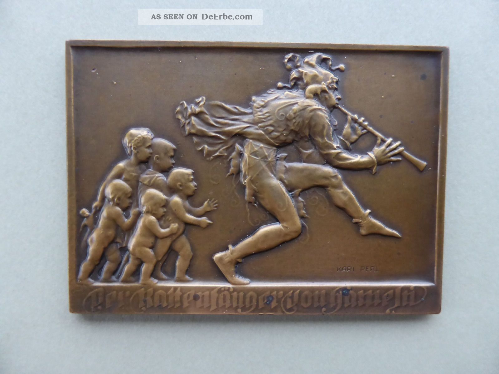 Bronze - Der Rattenfänger Von Hameln - Relief - Plakette - Signiert Bronze Bild