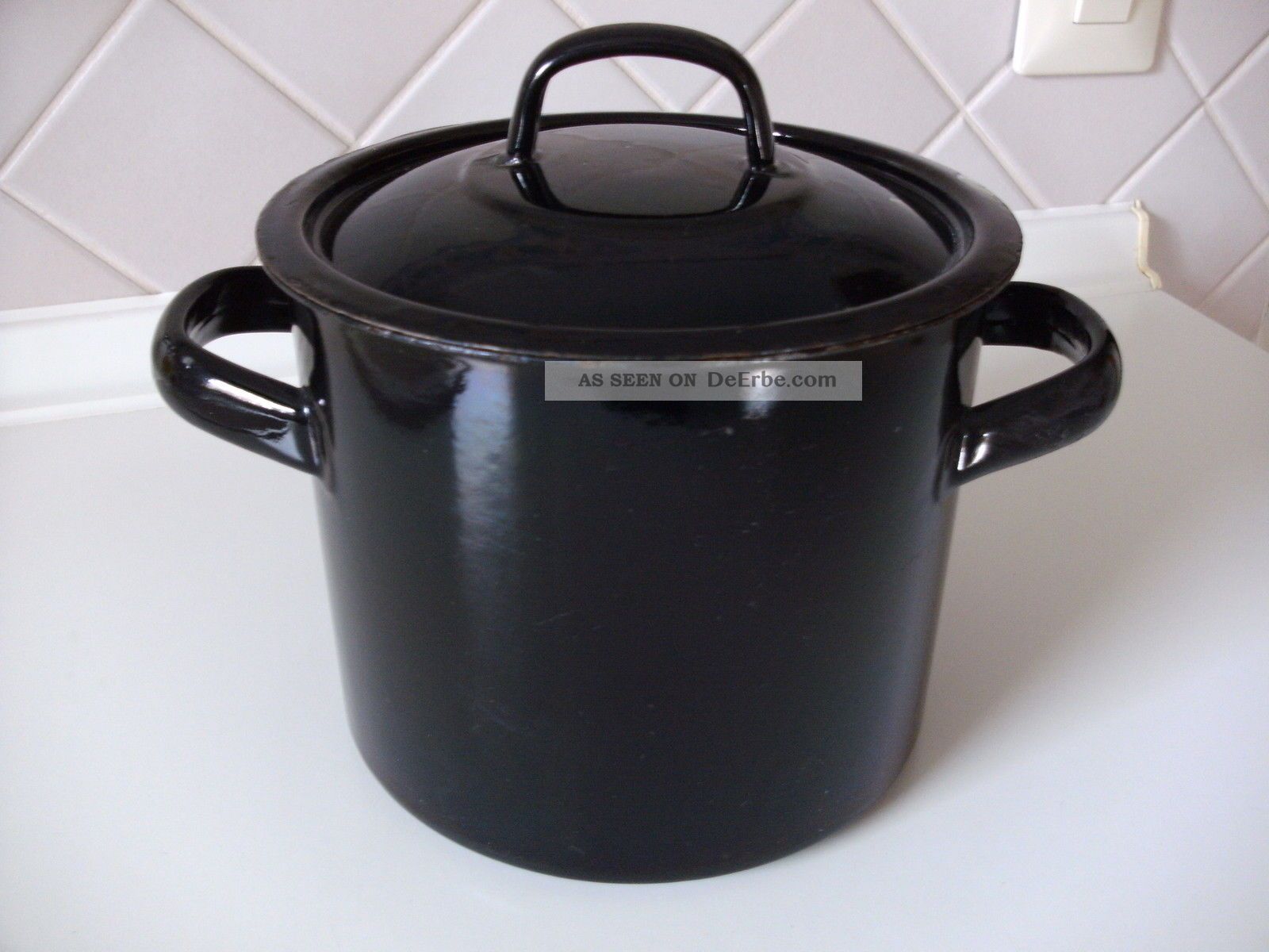 2 Alte Emaille Töpfe Schwarz Vintage Shabby