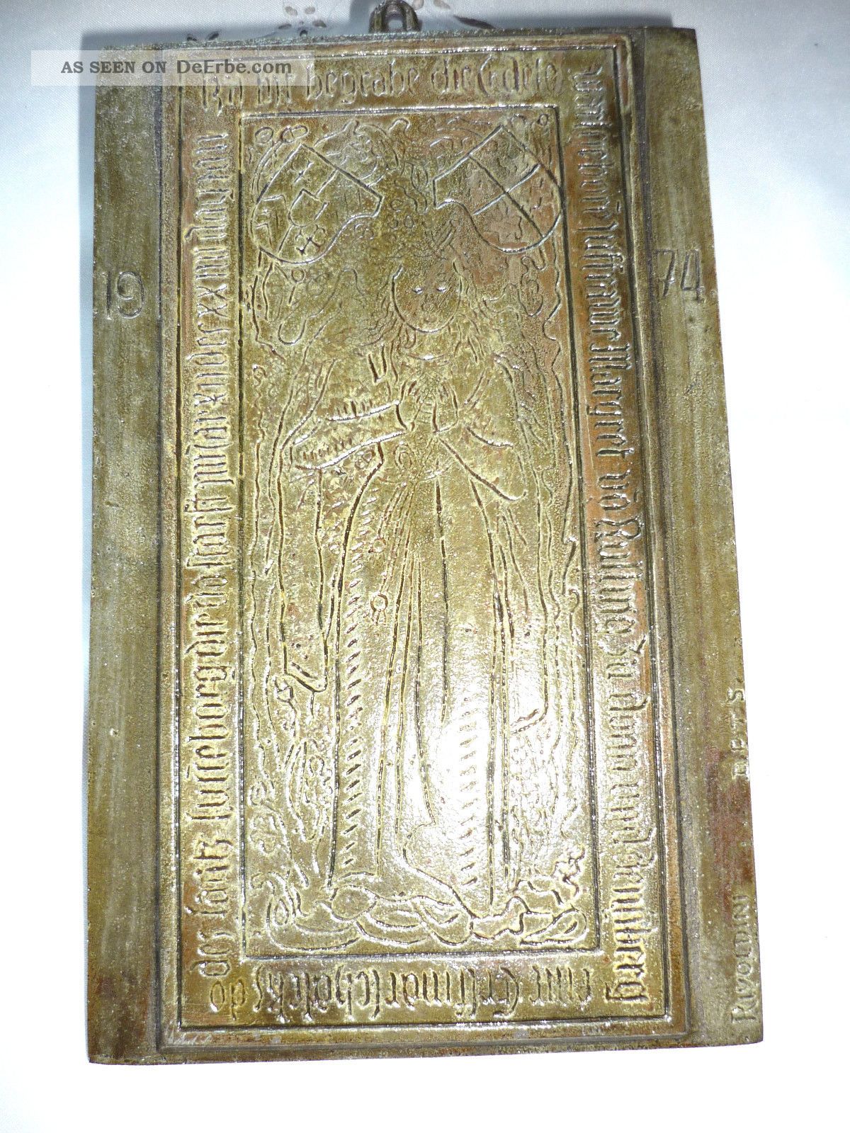 Alte Bronze Tafel - Bild Margret Vo Rulling Zu Donn Und Denn 24x15cm über 2,  7kg Bronze Bild