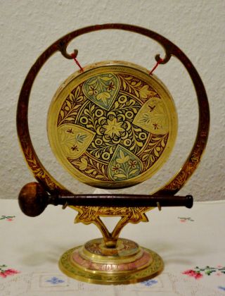 Messing Gong; Reich Verziert; Tischgong; Dekorativ; Aus Nachlass Bild