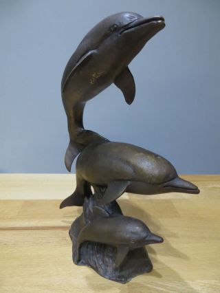 Bronze - Delphine - HÖhe 21 Cm - Breite 14 Cm - 1600 Gramm Schwer. Bild