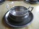 5 Zinn Tassen Teetassen Reinzinn Teller U Tablett U Milchkännchen U Zuckerdose Gefertigt nach 1945 Bild 3