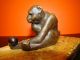 Seltene Antike Bronze Figur Schimpanse Mit Kugel 1900-1949 Bild 6
