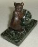 Toller Alter Bronze - Bär Auf Marmorplatte Mit Zu Drehender Marmorkugel (da2975) Bronze Bild 2