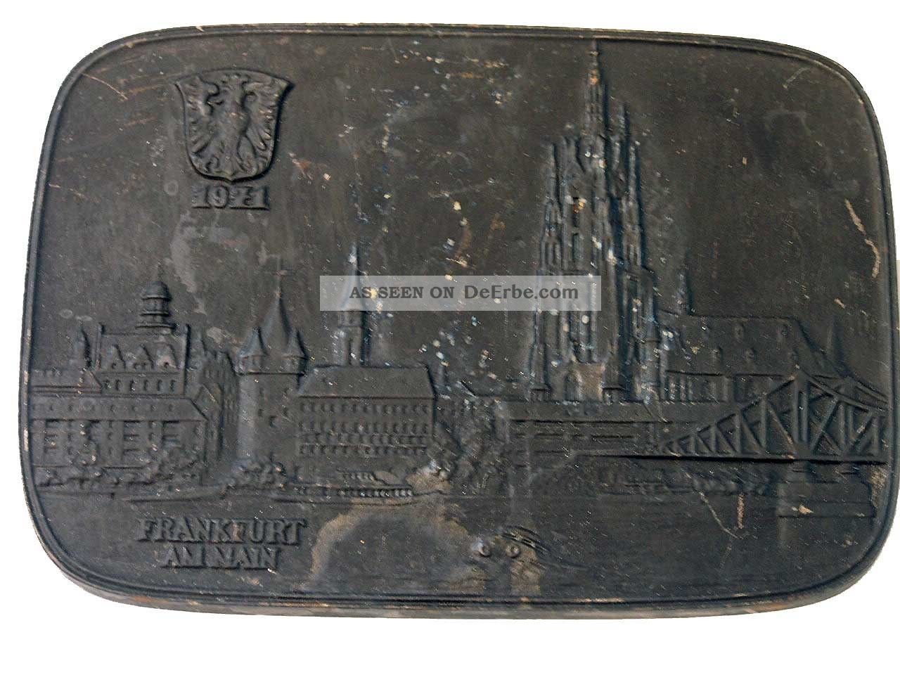Schöne Eisen Reliefplatte Frankfurt Am Main,  1971; Guss Buderus Gefertigt nach 1945 Bild