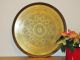 Antike Messing Tisch - Platte Tablett Teller 56 Cm Jugendstil Ranken Blüten Sterne Messing Bild 11