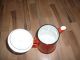 Alte Emaille Kaffeekanne - - - Teekanne - - Rot Emailwaren Bild 1