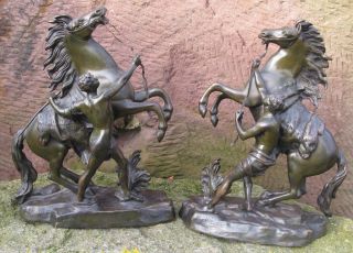 Rossebändiger Paar Figuren / Skulptur Bronze 2.  H.  19.  Jhdt.  Nach Guillaume Coustou Bild