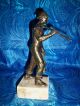 Alte Bronzefigur Bergmann Mit Grubenlampe Bergarbeiter Bergbau,  28 Cm Bronze Bild 1