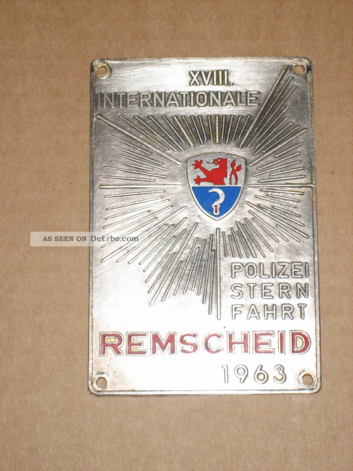 Plakette Der Xviii.  Internationalen Polizeisternfahrt Remscheid 1963 Bronze Bild